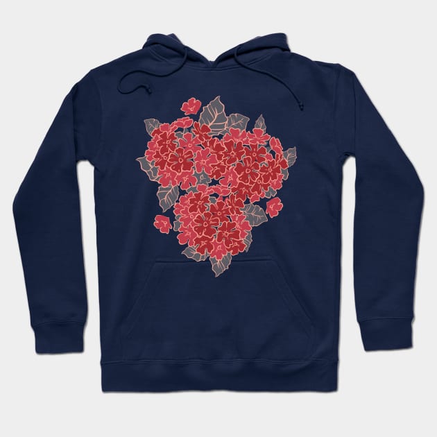 Pretty and bright pink hydrangea flowers.  Floral pattern Hoodie by lents